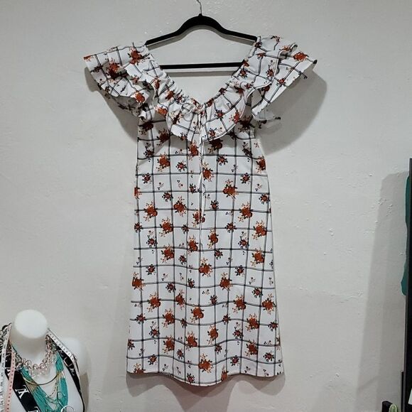 Zara Ruffled Shoulder Midi Dress Size M - Picture 8 of 16